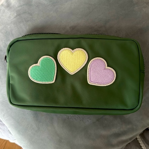 Stoney Clover Lane Handbags - Stoney Clover Lane NWT Green Small Pouch With Hearts